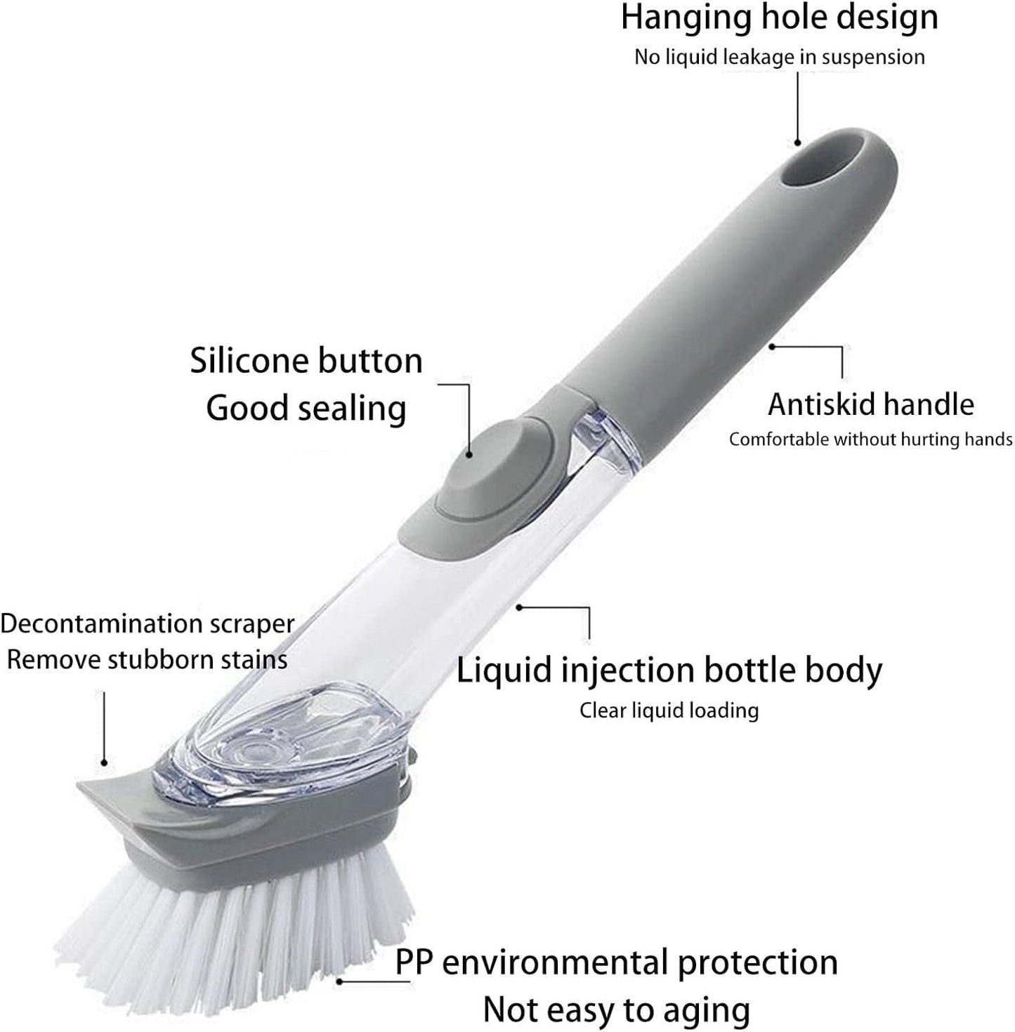 Soap Dispensing Dish Brush with Long Handle