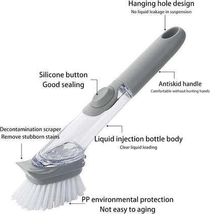 Soap Dispensing Dish Brush with Long Handle