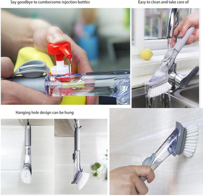 Soap Dispensing Dish Brush with Long Handle
