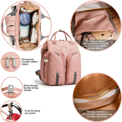 Derjunstar Diaper Bag Backpack with Fold-Out Baby Play Area