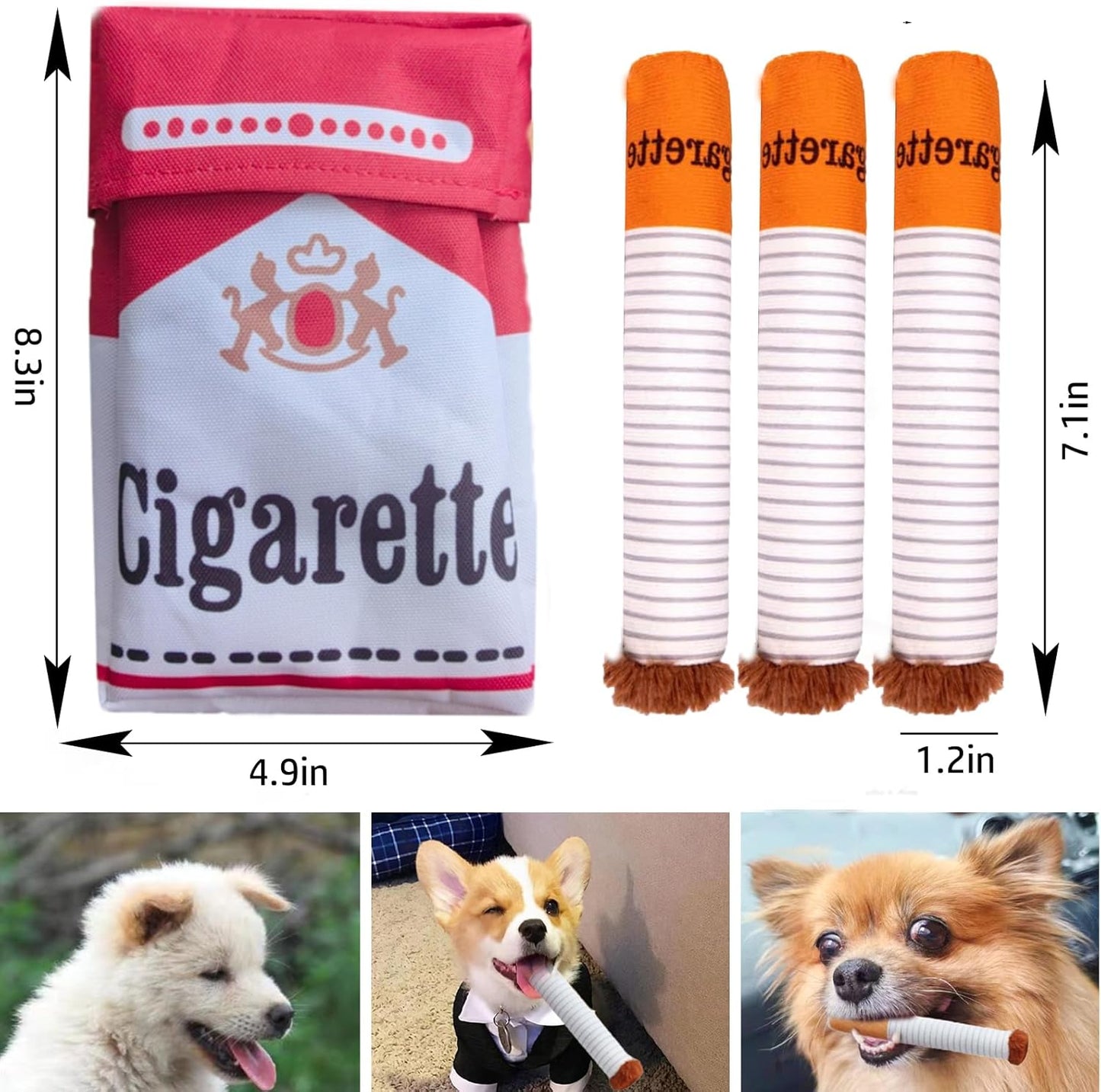 Cigarette Dog Chew Toy (3-Piece Set)
