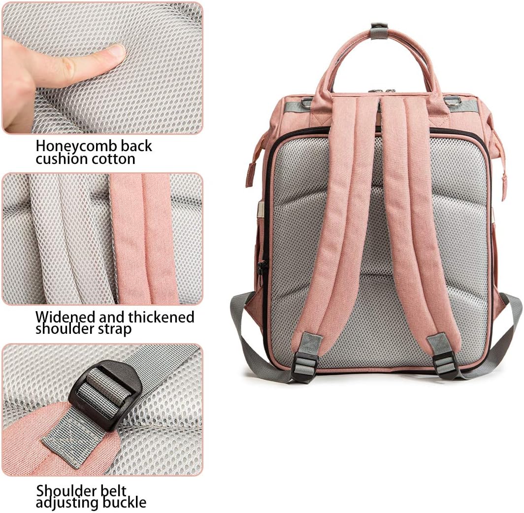 Derjunstar Diaper Bag Backpack with Fold-Out Baby Play Area