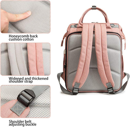 Derjunstar Diaper Bag Backpack with Fold-Out Baby Play Area