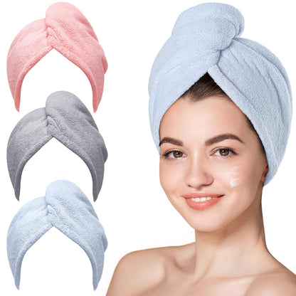 Thick Double-Ply Microfiber Hair Towel Hat (Large, 25 × 67 cm)